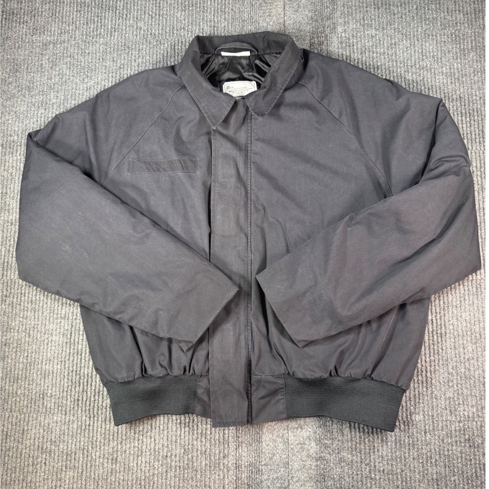 UNICOR US Military Utility Jacket Mens Large Short Black Bomber Quilted Lining